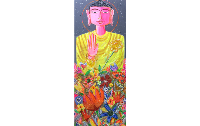 MU0048 
Buddha - III 
Mixed media on canvas 
44 x 18 inches 
Available